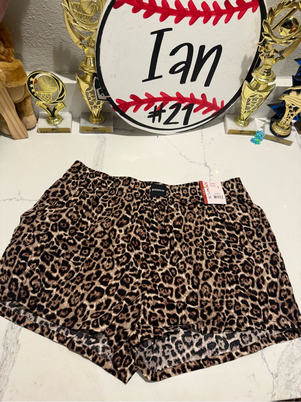 Women’s High-Waist Leopard Print Shorts - Brown